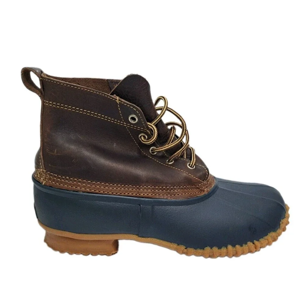 Eddie Bauer Men's Size 9 Rubber BOOTS Leather Duck Hunting Rain Shoes Waterproof